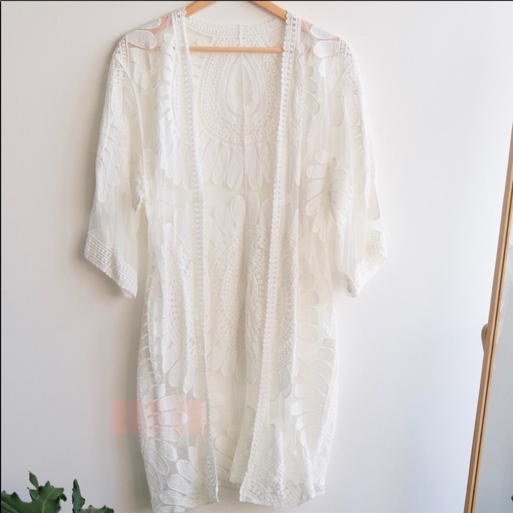 New, beautiful white bohemian lace kimono.